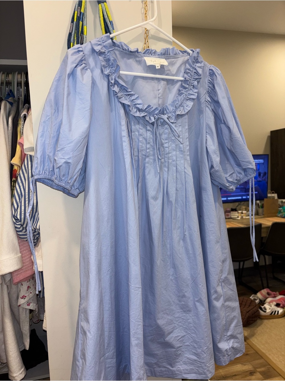 Light Blue Ruffle Collar Mini Dress